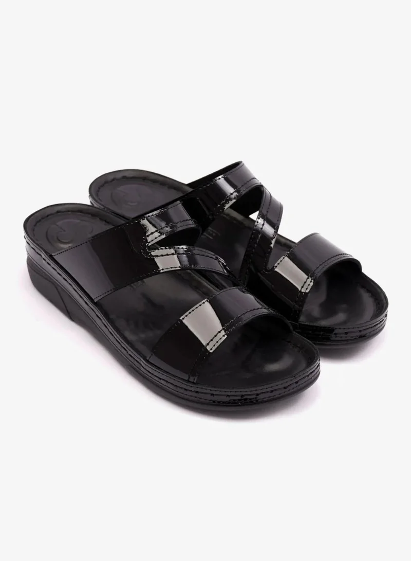 Comfort Plus COMFORT PLUS WOMENS LOW HEEL SOFT FOOTBED SANDALS BLACK
